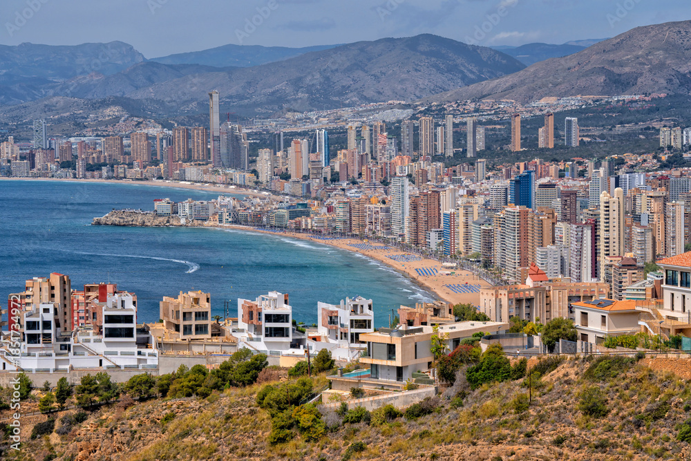 Fototapeta premium Benidorm Beach Resort. Spain. Travel and tourism in the paradise Spanish cities