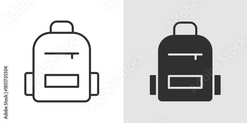 Backpack Icon depicting a simple bag with straps, representing travel, school, hiking, or daily carry essentials in a clean, modern style.
