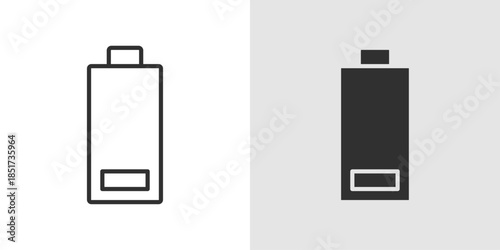 Battery Low Icon showing a nearly empty battery with a warning indicator, representing low power, energy depletion, or the need to recharge in a clean, modern style.
