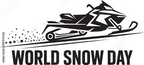 Snowmobile solid icon, World snow day concept, Motor sled sign. Vector black silhouette. with white background
