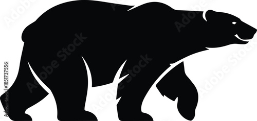 Minimalist black polar bear walking silhouette vector icon