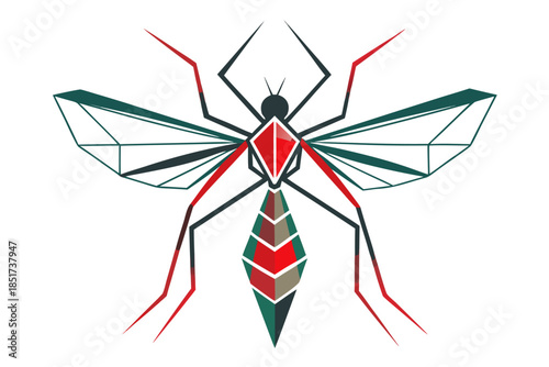 High-quality vector illustration of a mosquito in detailed line art style. This black and white insect outline is perfect for educational materials, biology textbooks, scientific posters, and healthca
