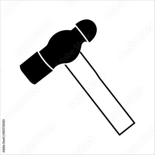 Vector icon with repair tool - hummer. Outline black graphic.
