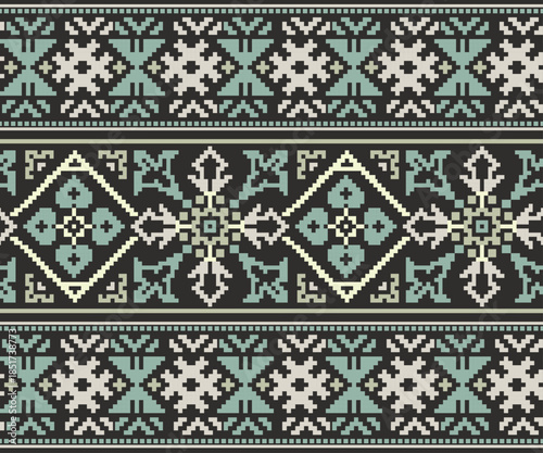 A variety of seamless horizontal geometric patterns, designed for backgrounds, decoration, fabrics, and clothing.