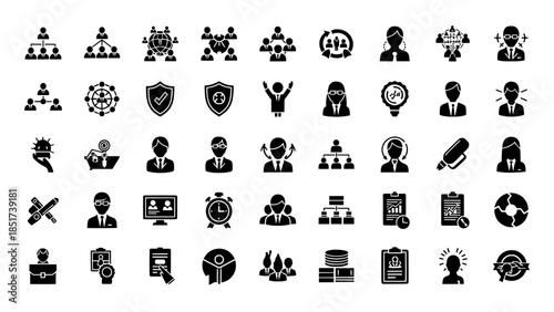 Corporate Management and HR Solid Icon Set