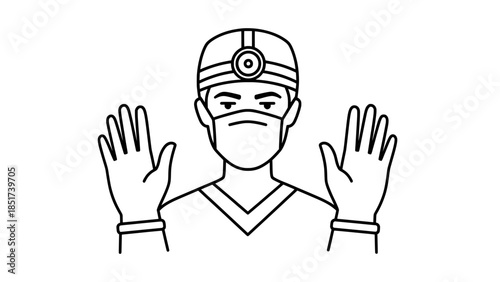 Medical surgeon in protective mask and gloves ready for surgery