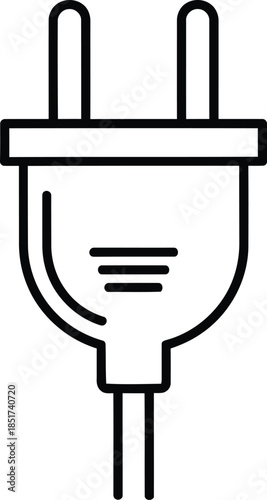 Electric plug icon with two prongs and cord