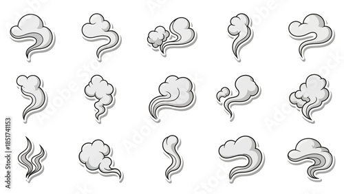 Collection of Various Smoke and Steam Cloud Effects, Illustrating Movement and Atmosphere