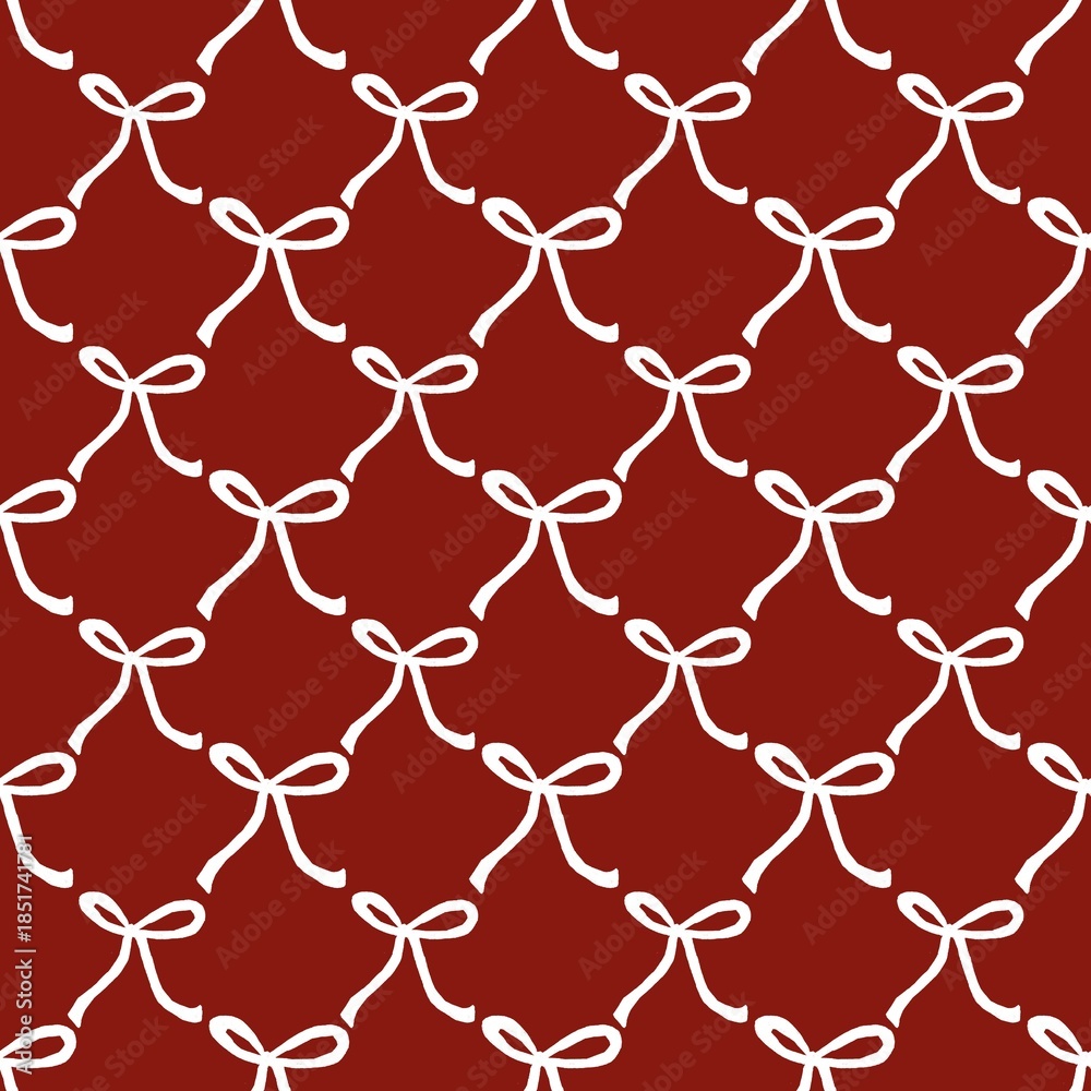 Fototapeta premium seamless pattern with mini Bow White Ribbon