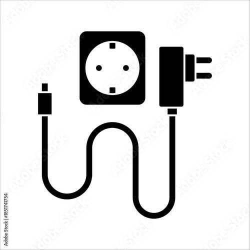 Charger and power outlet icon. Flash drive sign. USB charging. Mobile phone charger. Image of a USB phone charger clip.