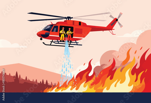 Helicopter crew douses wildfire with water, saving landscape