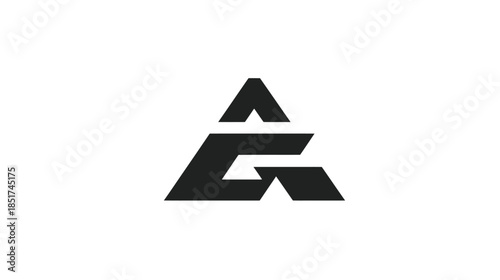 Abstract geometric black letter A logo design or initial G symbol, modern minimalist graphic element on a clean white background for branding.
