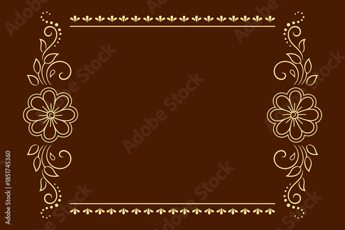 Frame in eastern tradition. Stylized with henna tattoos decorative pattern for decorating covers for book, notebook, casket, magazine, postcard and folder. Flower border in mehndi style.