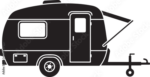 Mountain Forest Camper Van Vector Set