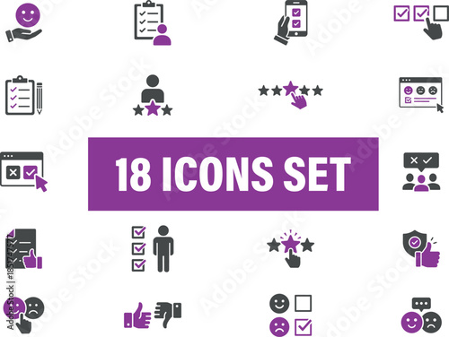 Customer feedback icons set. Feedback icons showing customer satisfaction and survey. 
customer feedback, satisfaction surveys, ratings, and service quality