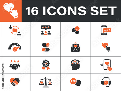 Customer feedback and satisfaction icons set. Including feedback, satisfaction, customer, service, 
quality, experience