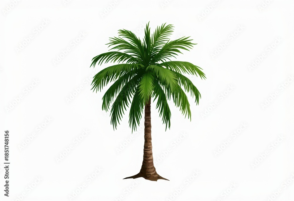 Obraz premium A Lush Green Palm Tree Isolated on a White Background