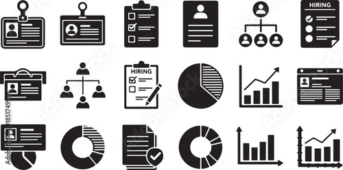 Human resources and data analysis icons
