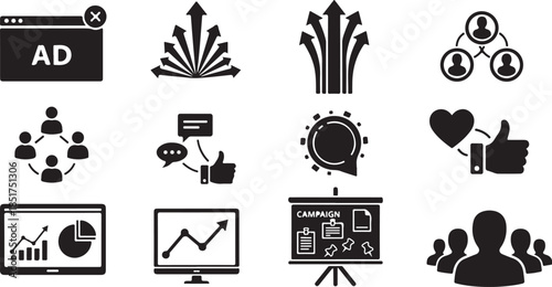 Marketing icons set for digital growth