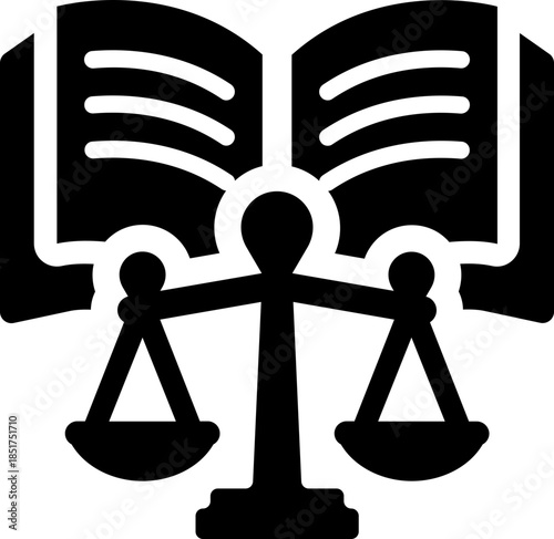 Unique design icon of justice Justice balance icon in black and white shows law and equity with transparent background Black balance scale icon representing justice and law on a white background