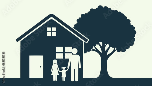 Family Home and Tree Silhouette.