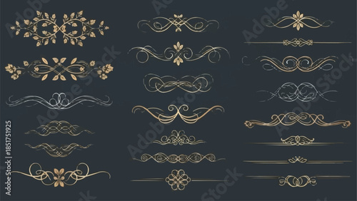 Elegant Decorative Flourishes and Ornate Borders Collection.