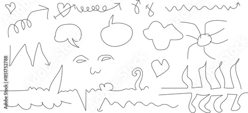 An abstract sketch with various shapes and lines