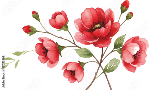 Whimsical red teapot house with strawberry plants and rainbow