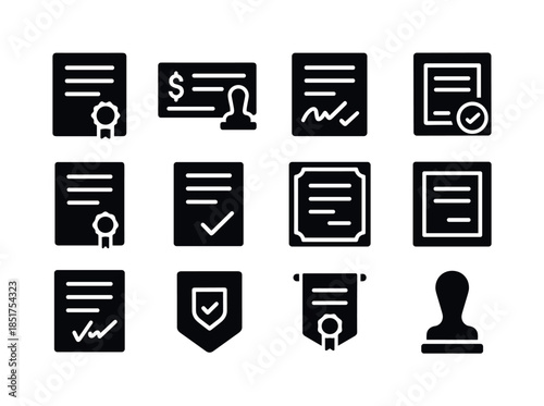 Reward Document Icons. Reward Documents. Solid icon set of Rewar