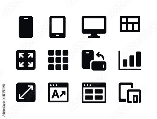 Responsive Design Icons. Responsive design. Solid icon set of re