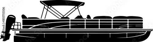 Pontoon boat silhouette vector illustration