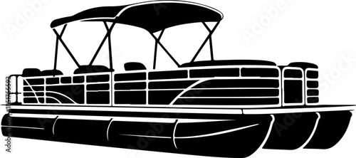 Pontoon boat silhouette vector illustration