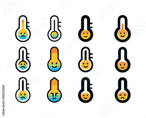 Weather Mood Icons. how weather affects mood. Icon set. Set Logo