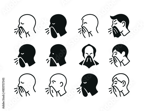 Cold and Flu Icons. Cold and flu symptoms. Icon set. Set Logo of