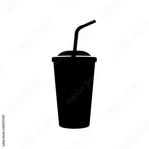 Black tumbler with straw