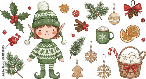 Watercolor floral arrangements in various shapes on white background