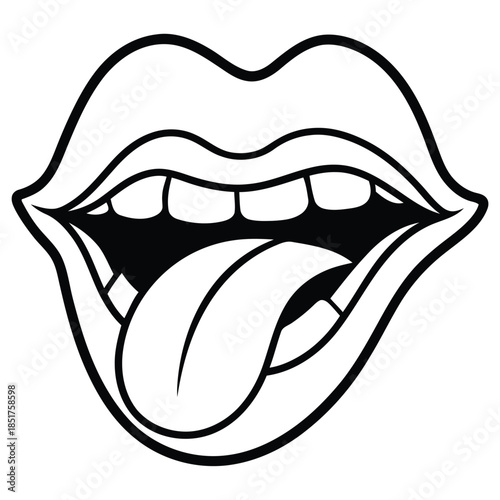 Human tongue vector icon detailed illustration on white background