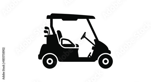 Simple black golf cart graphic design illustration showcasing a modern transportation vehicle silhouette
