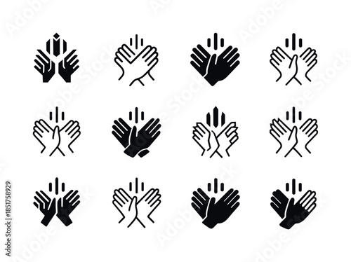 Applause Icon Variations. Applause from audience. Icon set. Set