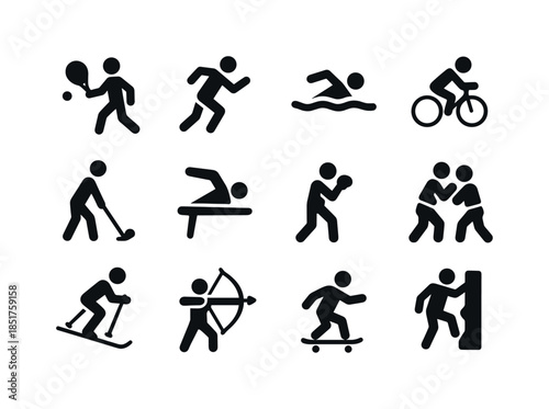 Individual Sports Icons. Individual sports. Solid icon set of in