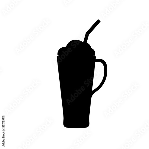 Silhouette of a coffee mug with straw