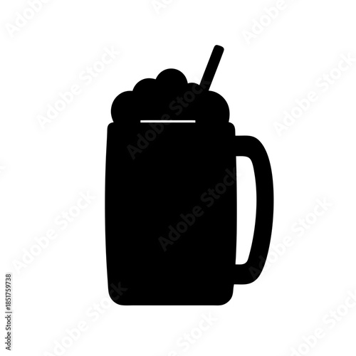 Black coffee mug with straw
