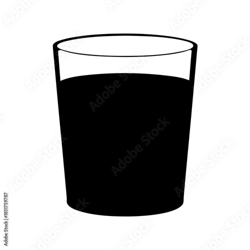 A clear glass filled with dark liquid
