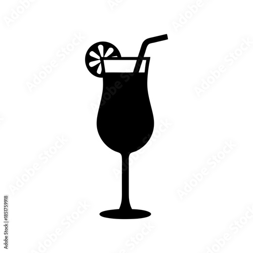 Refreshing cocktail with straw