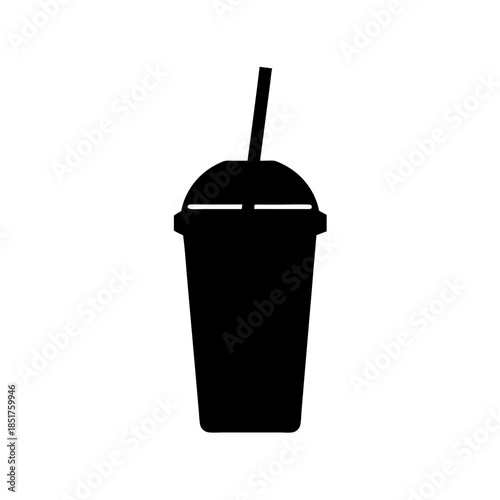 Black cup with straw