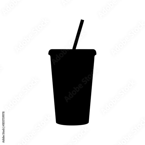 Black cup with straw