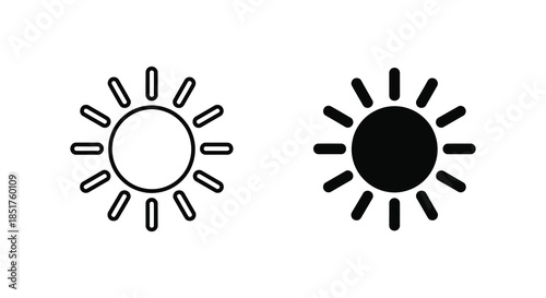 Two sun icons one outlined and one filled representing day and night silhouette