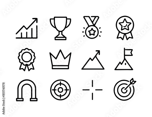 Success Icon Set. Success Symbols. Line icon set of Success Symb