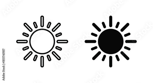 Two sun icons one outlined and one filled demonstrate contrasting design styles silhouette