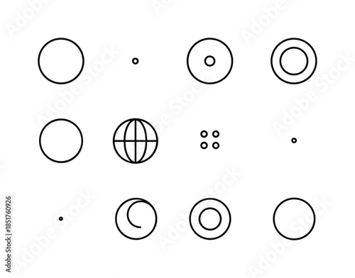 Minimal Sphere Line Icons. Minimal spheres. Line icon set of min